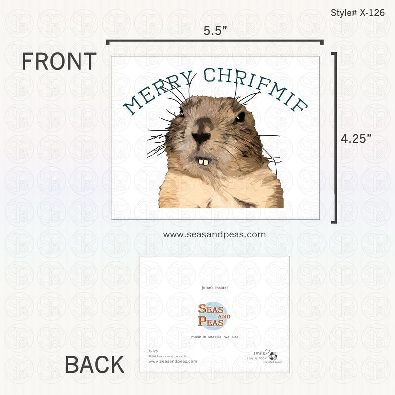 "Merry Chrifmif" Gopher Christmas Card