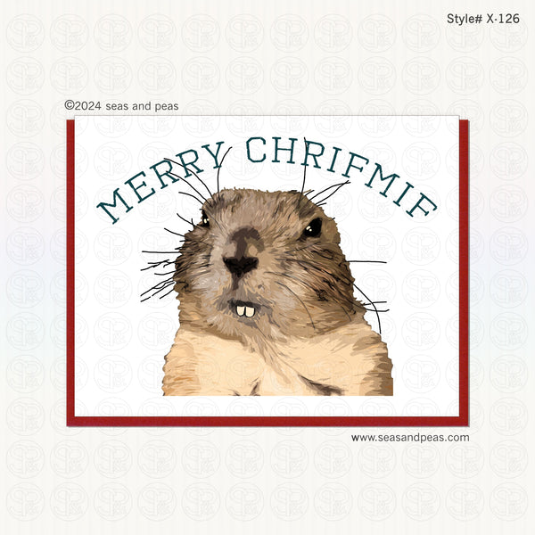 "Merry Chrifmif" Gopher Christmas Card