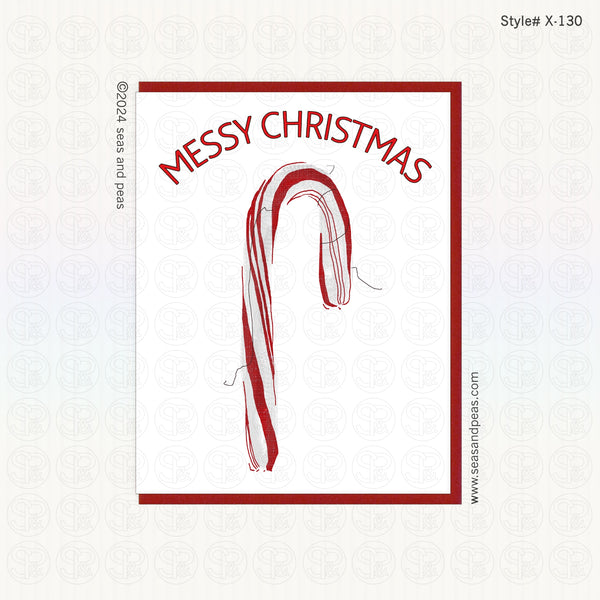 Messy Christmas Dirty Candy Cane Christmas Card