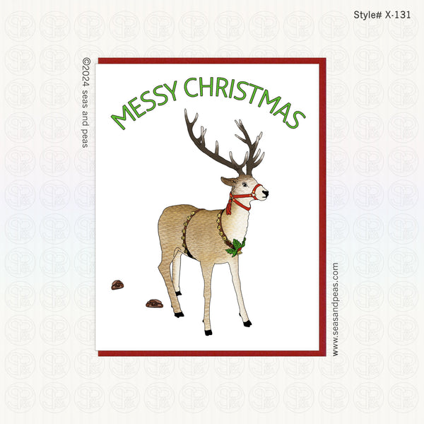 Messy Christmas Pooping Reindeer Christmas Card