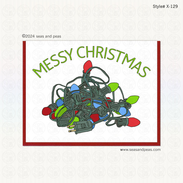 Messy Christmas Tangled Lights Christmas Card