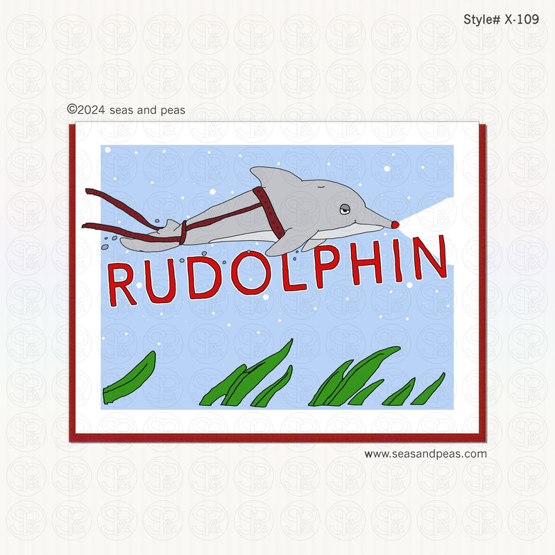 Rudolphin the Red-Nosed Dolphin Christmas Card