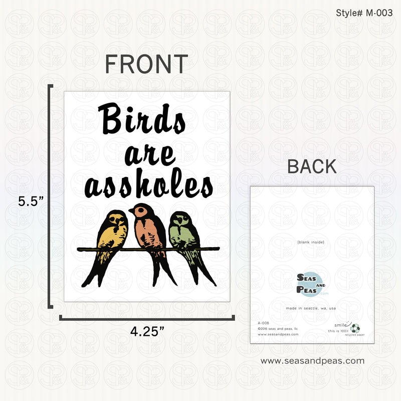 Birds Are A**holes Greeting Card - Mature