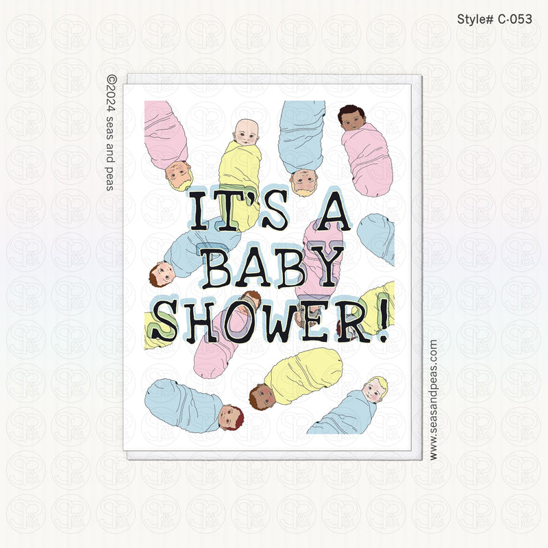 Raining Babies Baby Shower Card