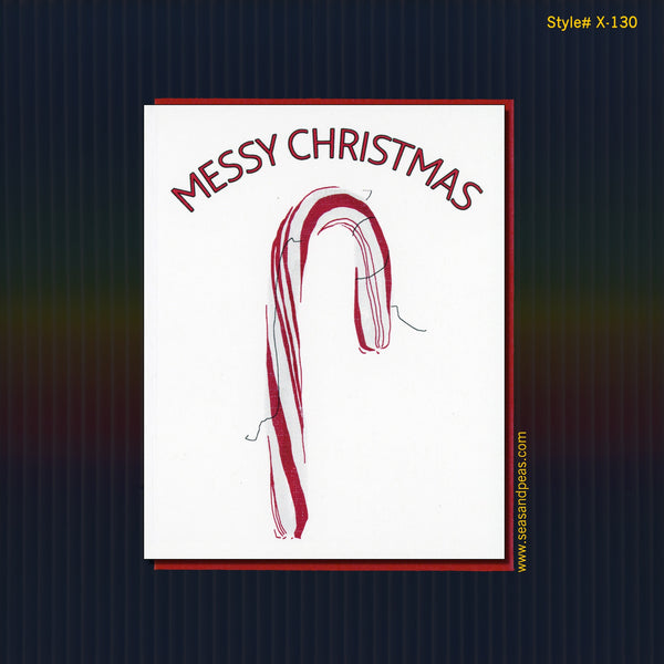Messy Christmas Dirty Candy Cane Christmas Card