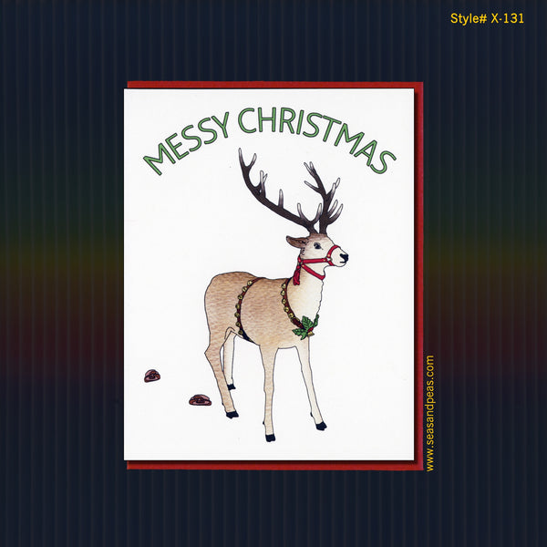 Messy Christmas Pooping Reindeer Christmas Card