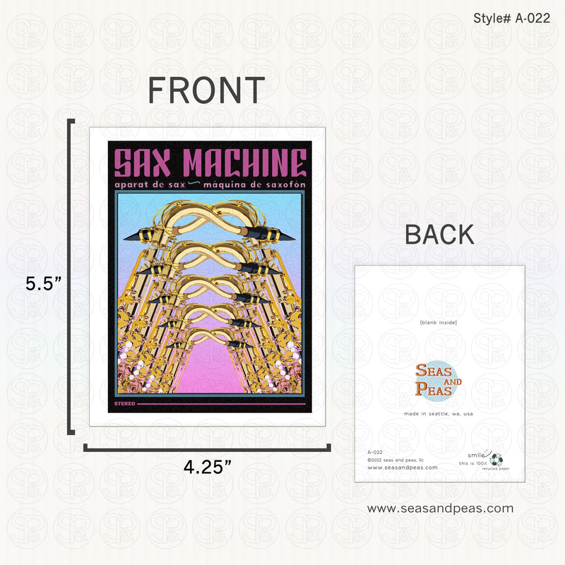 Sax Machine All-Occasion Blank Greeting Card