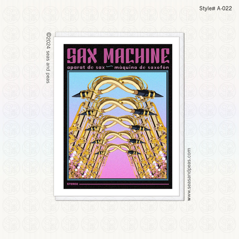 Sax Machine All-Occasion Blank Greeting Card