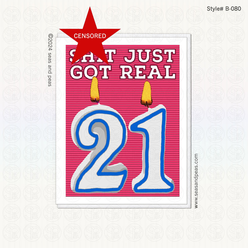 Sh*t Just Got Real 21st Birthday Card