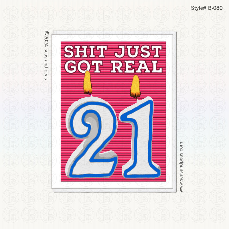 Sh*t Just Got Real 21st Birthday Card