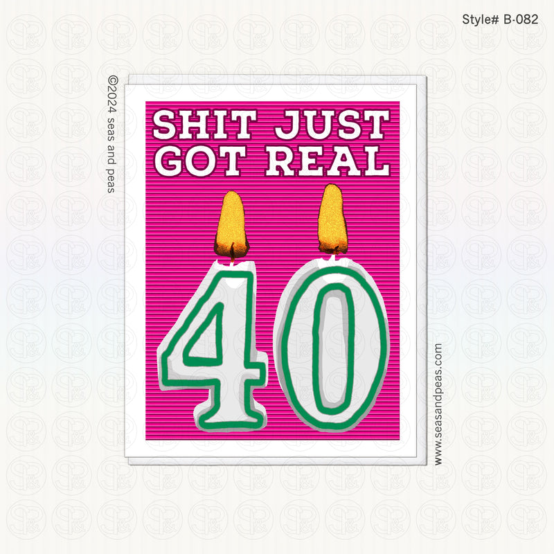 Sh*t Just Got Real 40th Birthday Card