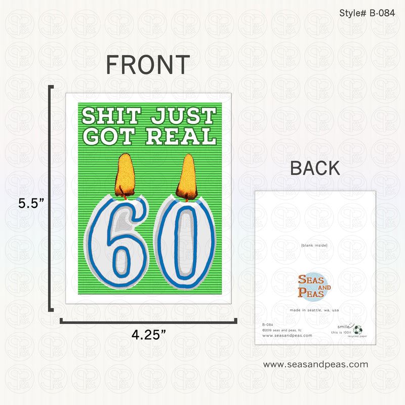 Sh*t Just Got Real 60th Birthday Card