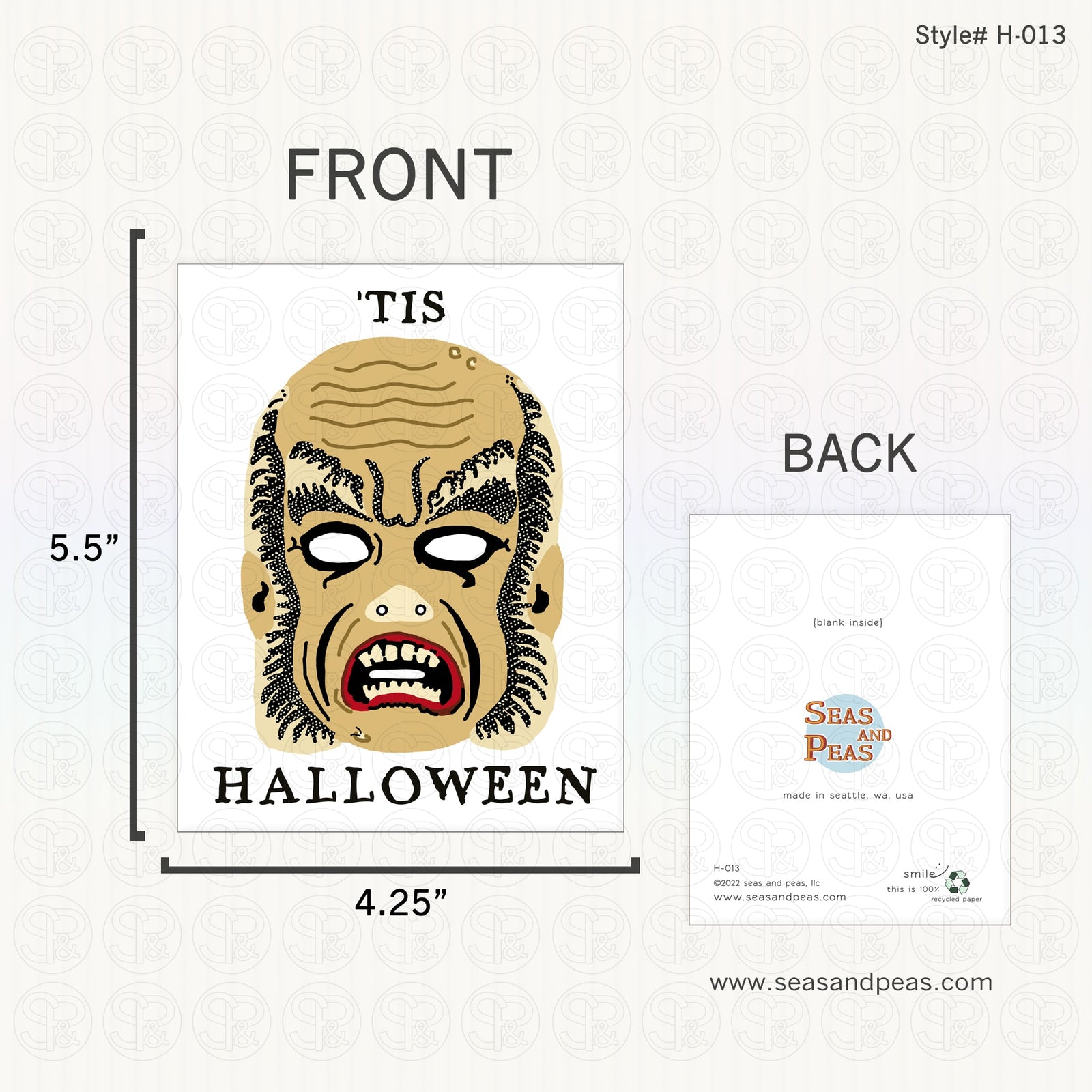 Feral Old Man Mask Halloween Card – Seas and Peas