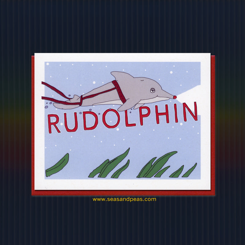 Rudolphin the Red-Nosed Dolphin Christmas Card - Seas and Peas