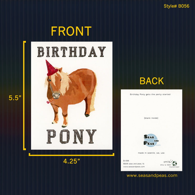 Birthday Pony Birthday Card - Seas and Peas