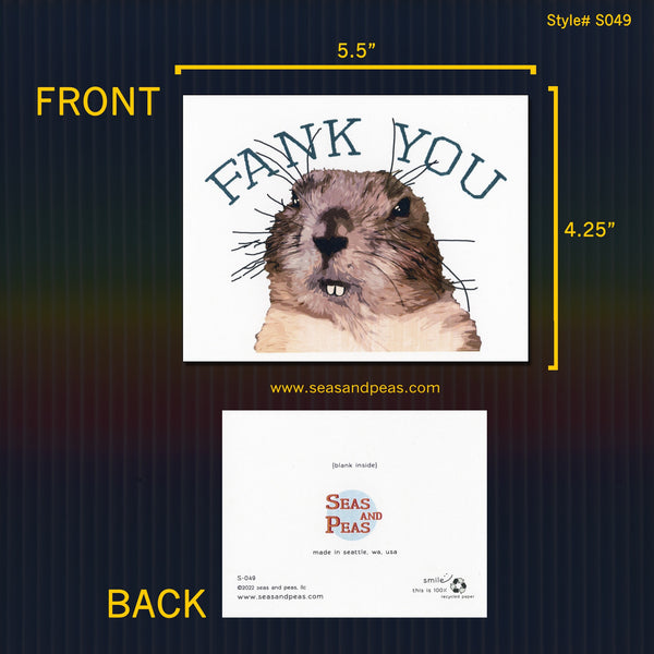 "Fank You" Gopher Thank You Card