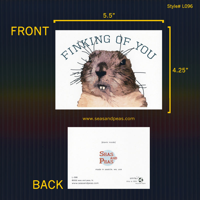 "Finking of You" Gopher Thinking of You Card