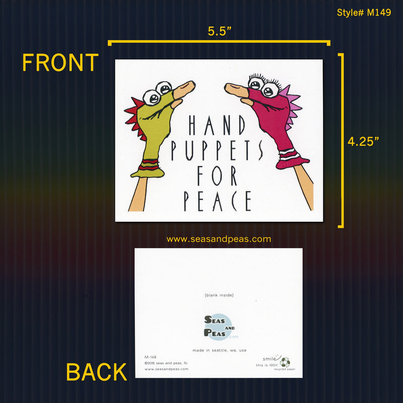 Hand Puppets for Peace Blank Greeting Card