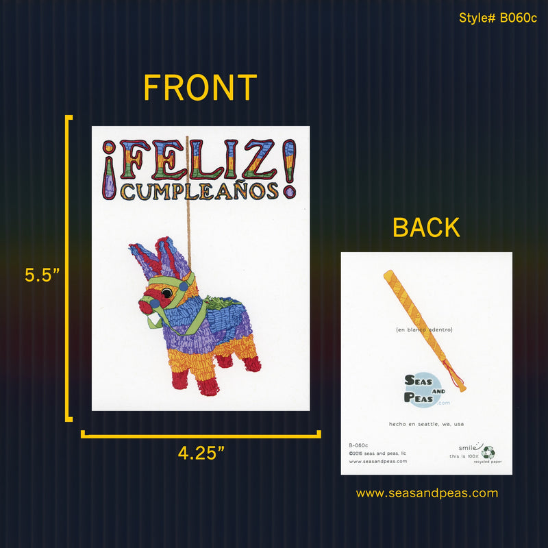 Donkey Piñata Feliz Cumpleanos Birthday Card