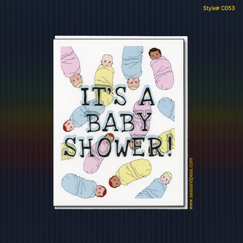 Raining Babies Baby Shower Card