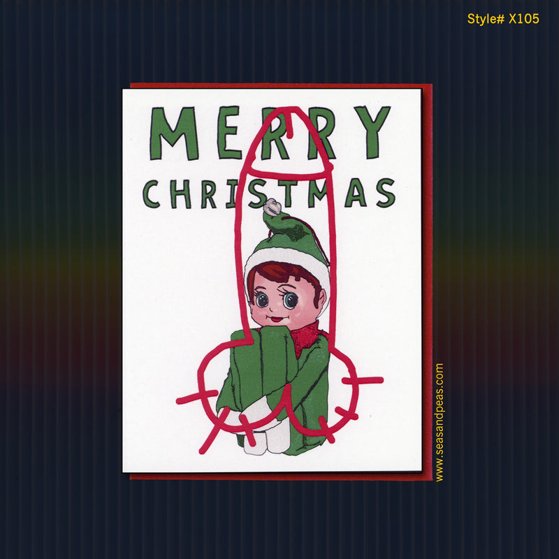 Crudely Defaced Christmas Card - Mature